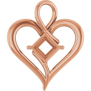 18K Rose Gold  7 mm Square Pendant Mounting – image 2