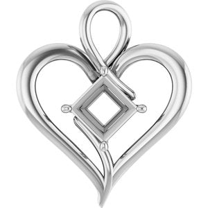 14K White Gold  7 mm Square Pendant Mounting – image 2