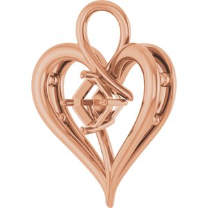 10K Rose Gold  5 mm Asscher Pendant Mounting – image 4