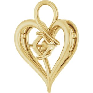 18K Yellow Gold  5 mm Asscher Pendant Mounting – image 4