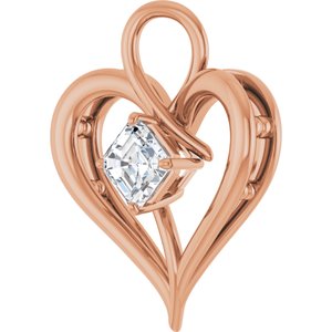 10K Rose Gold  5 mm Asscher Pendant Mounting – image 3