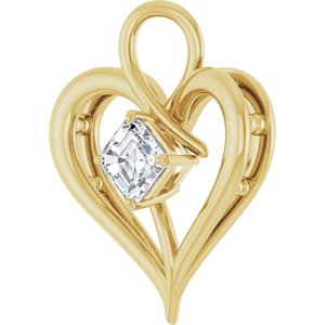 14K Yellow Gold  5 mm Asscher Pendant Mounting – image 3