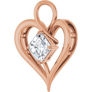 14K Rose Gold  8 mm Asscher Pendant Mounting – image 3