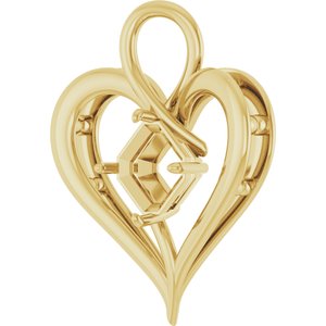 14K Yellow Gold  8 mm Asscher Pendant Mounting – image 4