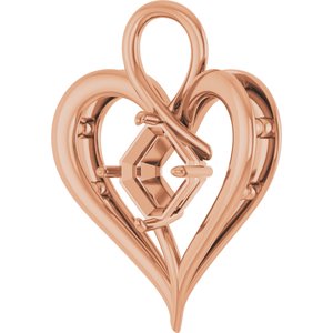 14K Rose Gold  8 mm Asscher Pendant Mounting – image 4