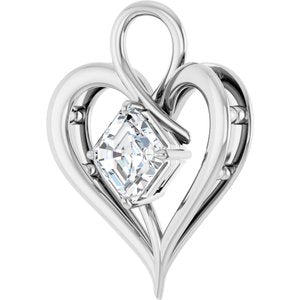 14K X1 White Gold  8 mm Asscher Pendant Mounting – image 3