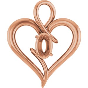 14K Rose Gold  6x4 mm Oval Pendant Mounting – image 2