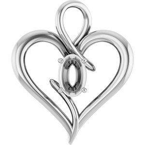 14K X1 White Gold  6x4 mm Oval Pendant Mounting – image 2