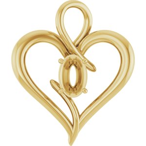 10K Yellow Gold  6x4 mm Oval Pendant Mounting – image 2