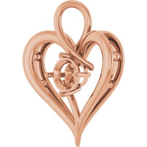 14K Rose Gold  7 mm Round Pendant Mounting – image 4