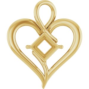 18K Yellow Gold  7.5 mm Square Pendant Mounting – image 2