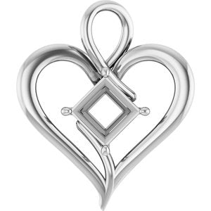 14K White Gold  7.5 mm Square Pendant Mounting – image 2