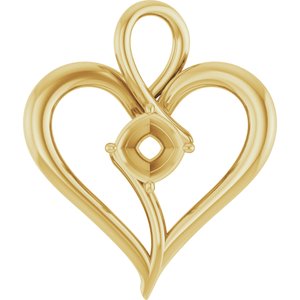 14K Yellow Gold  5 mm Cushion Pendant Mounting – image 2
