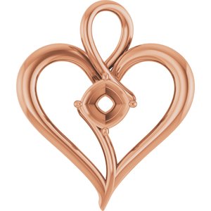 18K Rose Gold  5 mm Cushion Pendant Mounting – image 2