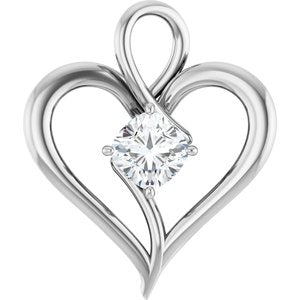 14K White Gold  6 mm Cushion Pendant Mounting