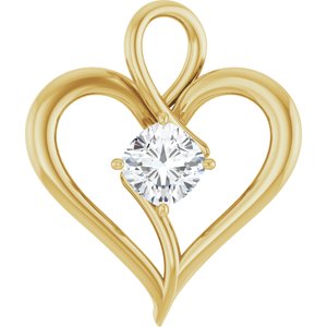 14K Yellow Gold  6 mm Cushion Pendant Mounting