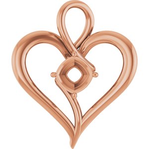 18K Rose Gold  6 mm Cushion Pendant Mounting – image 2