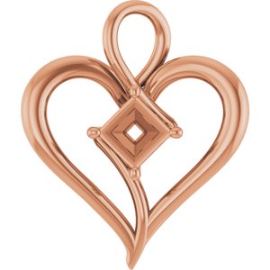 14K Rose Gold  4.5 mm Square Pendant Mounting – image 2