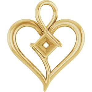 14K Yellow Gold  4.5 mm Square Pendant Mounting – image 2