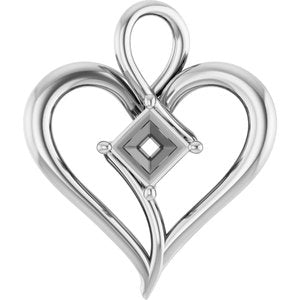 14K X1 White Gold  4.5 mm Square Pendant Mounting – image 2