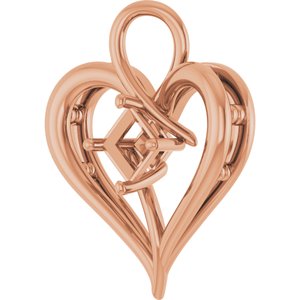 10K Rose Gold  4 mm Square Pendant Mounting – image 4