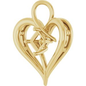 10K Yellow Gold  4 mm Square Pendant Mounting – image 4