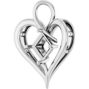 Platinum  7 mm Square Pendant Mounting – image 4
