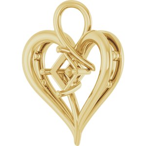 14K Yellow Gold  4.5 mm Square Pendant Mounting – image 4