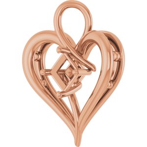14K Rose Gold  4.5 mm Square Pendant Mounting – image 4