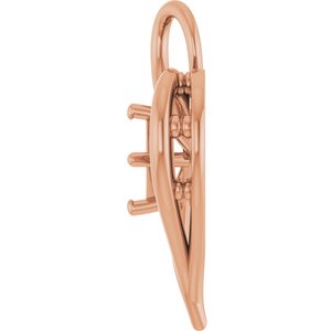 10K Rose Gold  4 mm Square Pendant Mounting – image 6