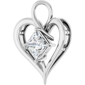 10K White Gold  8 mm Square Pendant Mounting – image 3