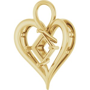 10K Yellow Gold  8 mm Square Pendant Mounting – image 4