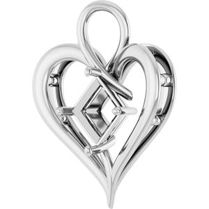 14K White Gold  8 mm Square Pendant Mounting – image 4