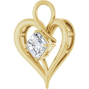10K Yellow Gold  7 mm Asscher Pendant Mounting – image 3