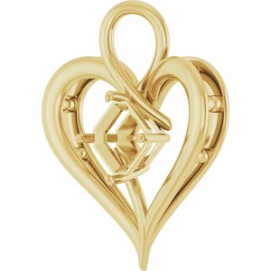 10K Yellow Gold  7 mm Asscher Pendant Mounting – image 4
