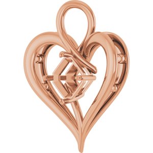 14K Rose Gold  7 mm Asscher Pendant Mounting – image 4