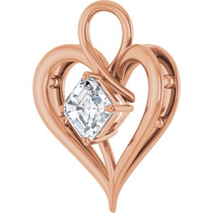 18K Rose Gold  7 mm Asscher Pendant Mounting – image 3