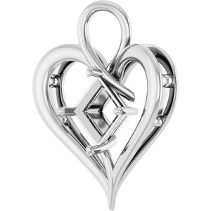 14K White Gold  7.5 mm Square Pendant Mounting – image 4