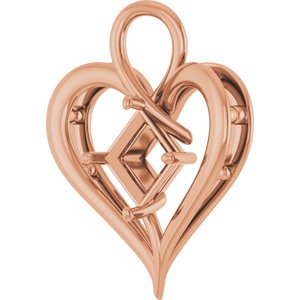 14K Rose Gold  7.5 mm Square Pendant Mounting – image 4