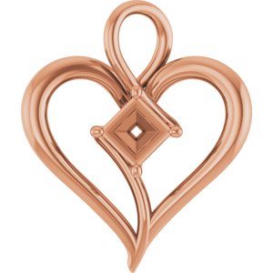 14K Rose Gold  4 mm Square Pendant Mounting – image 2