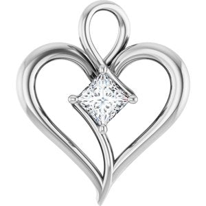 14K X1 White Gold  4 mm Square Pendant Mounting