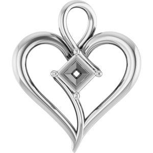 10K White Gold  4 mm Square Pendant Mounting – image 2
