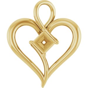 10K Yellow Gold  4 mm Square Pendant Mounting – image 2