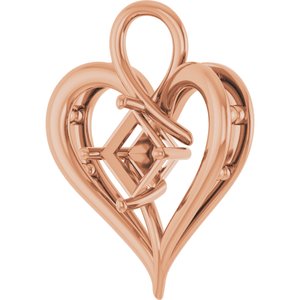 10K Rose Gold  6 mm Square Pendant Mounting – image 4