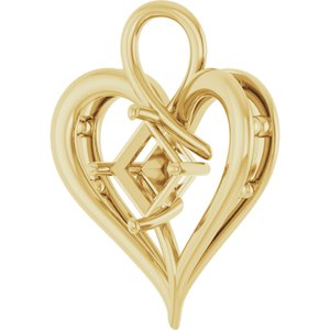 18K Yellow Gold  6 mm Square Pendant Mounting – image 4