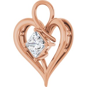 14K Rose Gold  6 mm Square Pendant Mounting – image 3