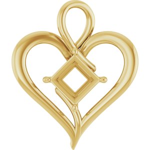 14K Yellow Gold  8 mm Square Pendant Mounting – image 2