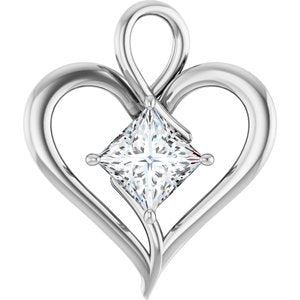 14K White Gold  8 mm Square Pendant Mounting