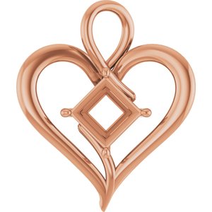 10K Rose Gold  8 mm Square Pendant Mounting – image 2