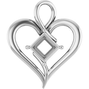 14K White Gold  8 mm Square Pendant Mounting – image 2